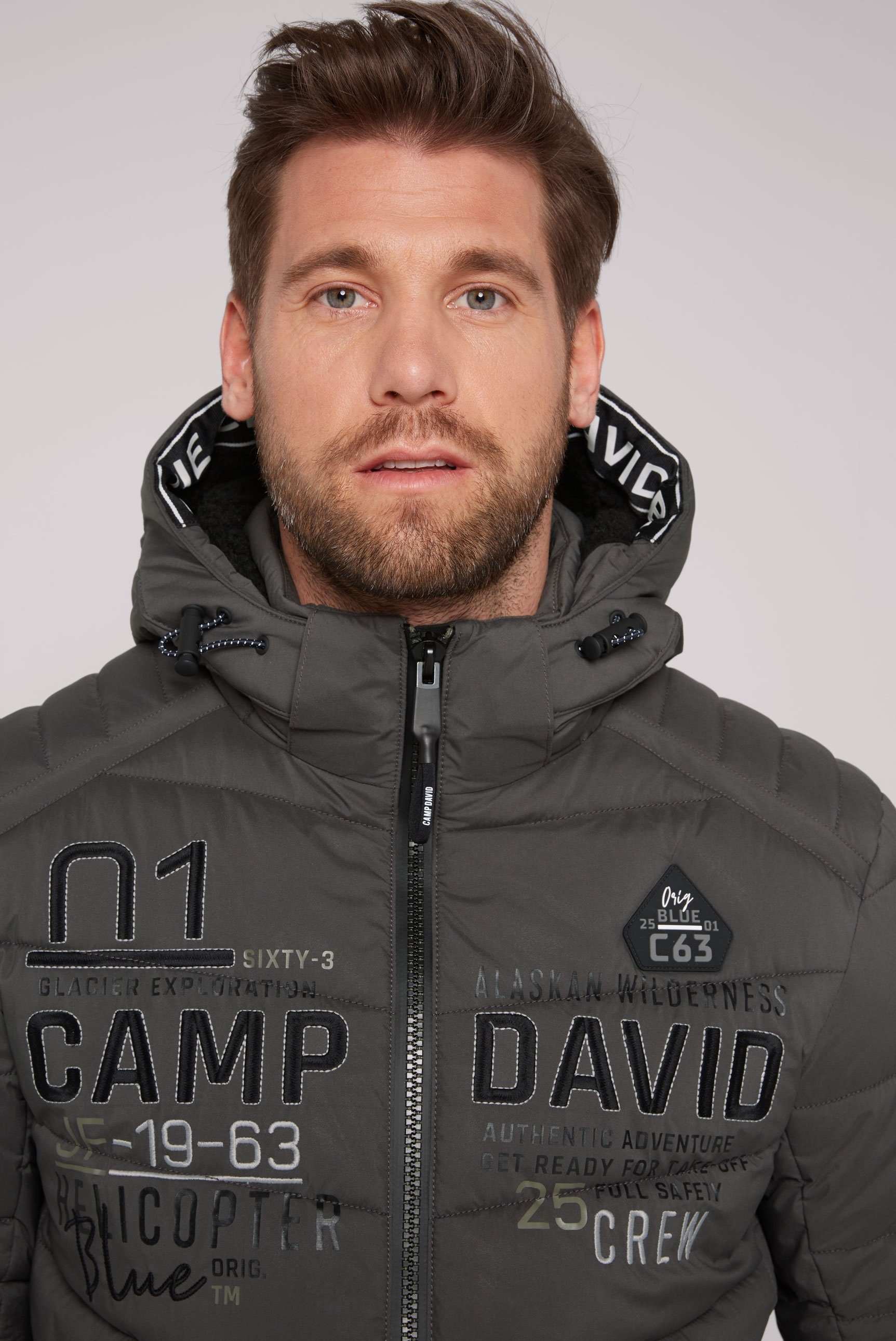 Outdoorjacke mit CAMP dark Ärmel anthrazit im DAVID Windbreaker-Bündchen