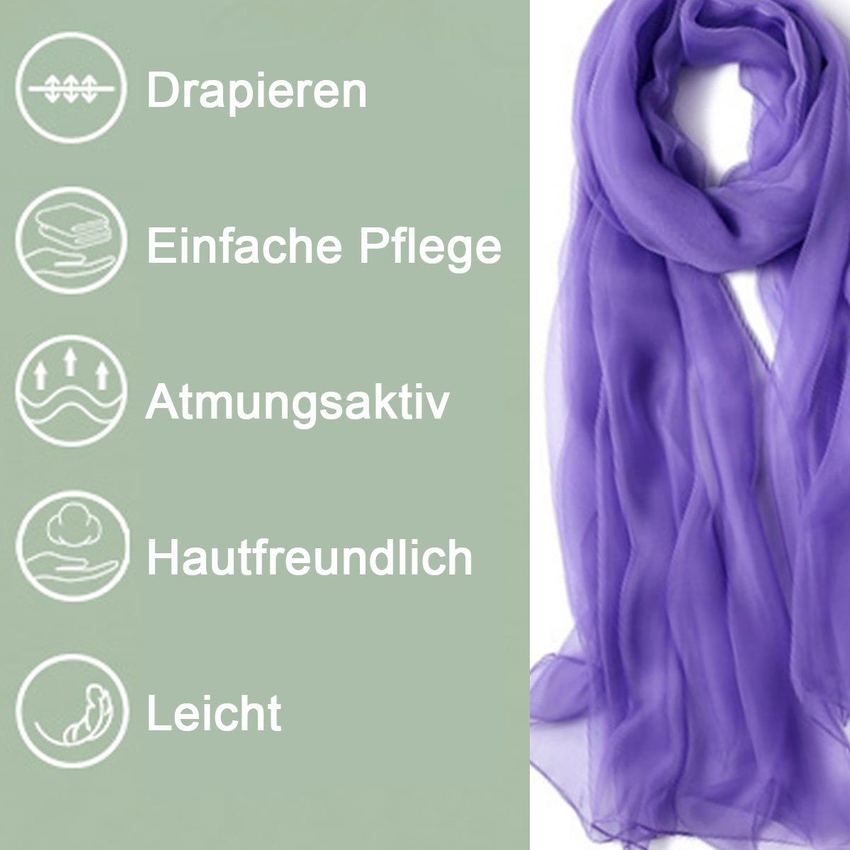 Einfarbig Schals,für Seide Lange Frauen Schal,Wrap Leichte Gefühl Seidenschal Jormftte Mehrfarbig2