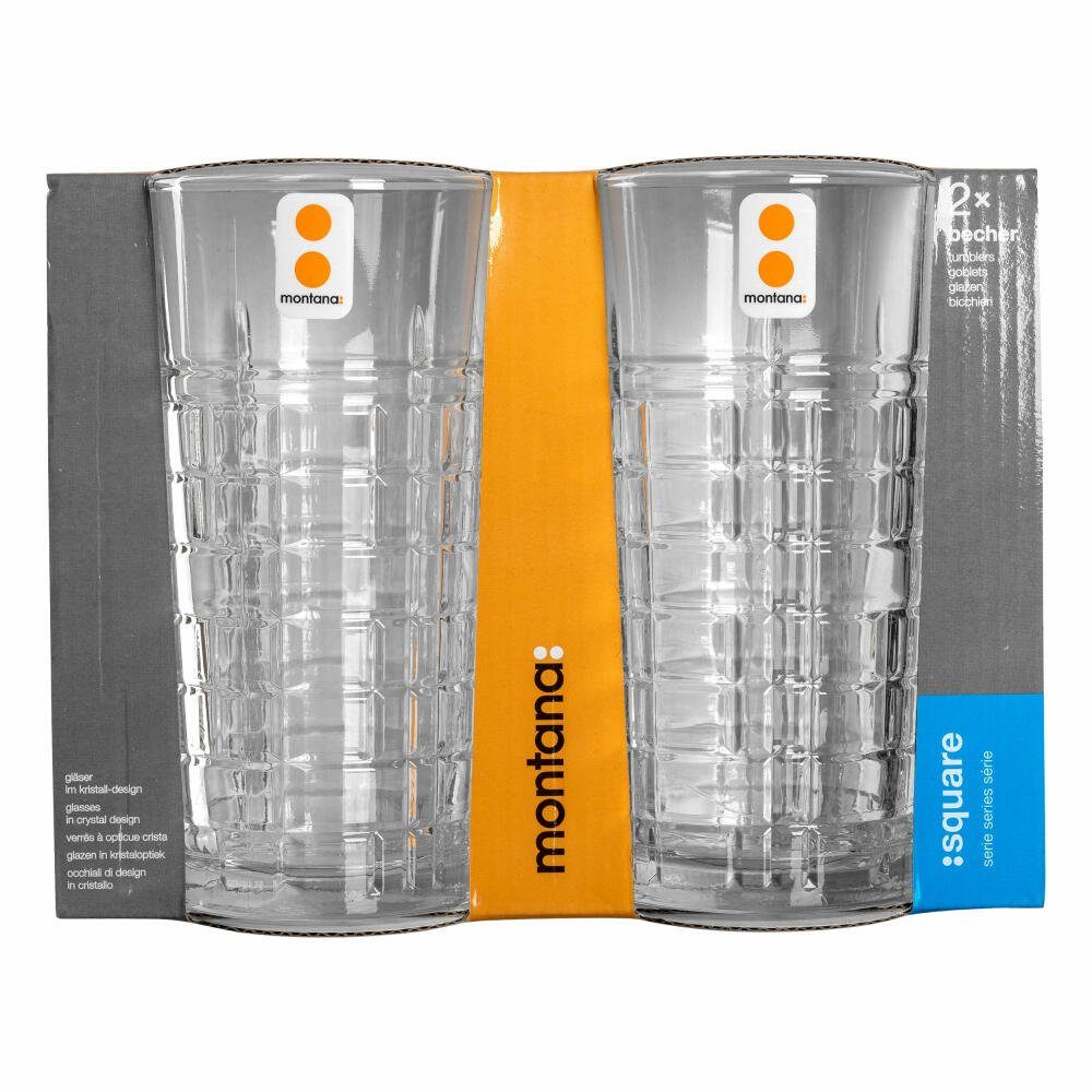 montana-Glas Becher :square 2er Set, 350 ml, 2-tlg., Kalk-Natron-Glas