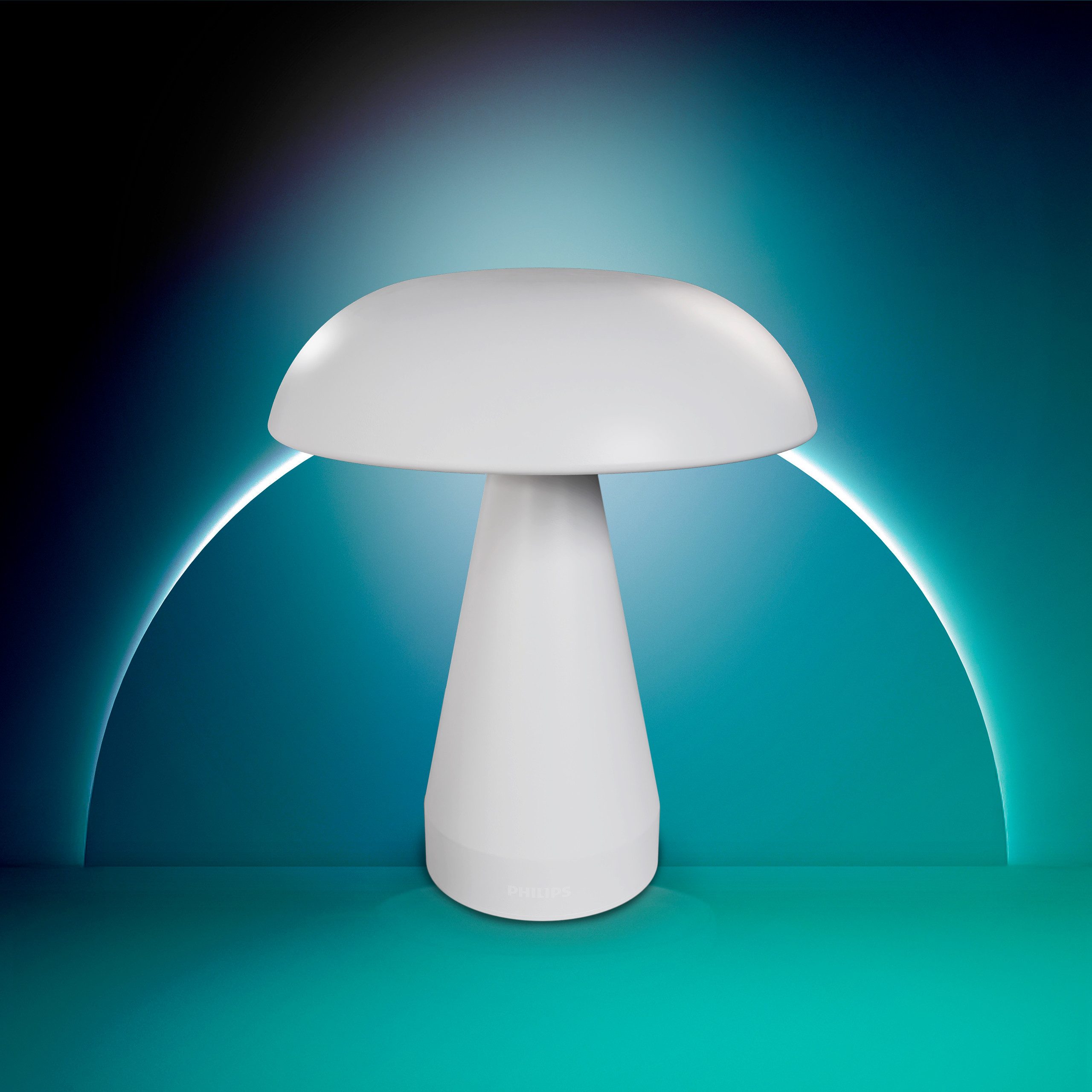 Philips LED Tischleuchte Mycena Pilzdesign, einstellbares Weißlicht, Touch-Dimmer, CCT - über Fernbedienung, Dimmer, Dimmfunktion, USB-Anschluss mit Ladefunktion, mehrere Helligkeitsstufen, LED fest integriert, warmweiß - kaltweiß, 150 lm, Akku 1800 mAh