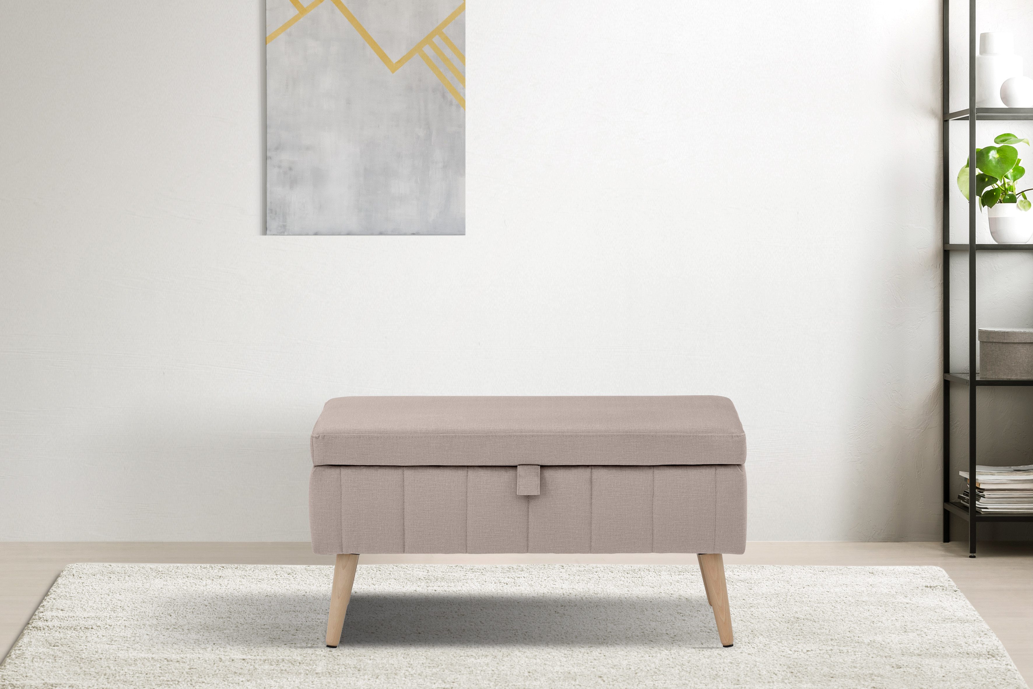 OTTO home Truhenbank AMIRA Sitzbank mit Stauraum, Maße B/T/H: 81/36/43 cm, mit Staufach, in 3 Bezugsqualitäten mit feiner Steppung