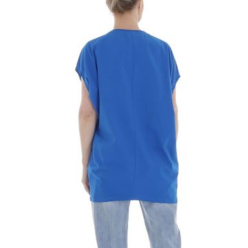Ital-Design T-Shirt Damen Freizeit Print Stretch T-Shirt in Blau