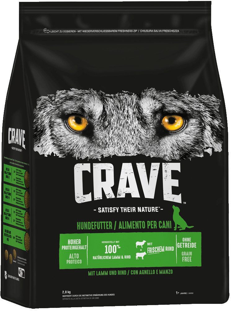 CRAVE CRAVE™ Hund Beutel mit Lamm und Rind 6 x 2,8kg, Trockenfutter für: Hunde