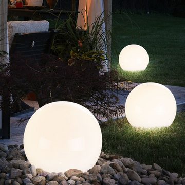 Expo Börse LED Gartenleuchte, LED-Leuchtmittel fest verbaut, 3er Set LED Solar Kugel Lampen Terrassen Steck Strahler Garten Außen