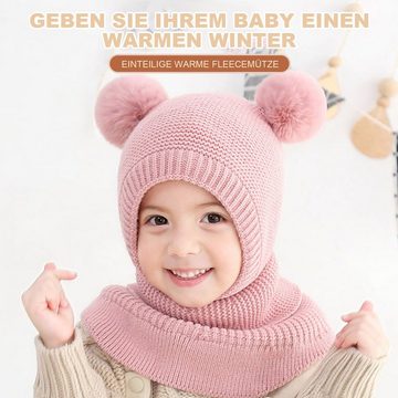 Daisred Fleecemütze Wintermütze Kinder Schal Baby Mütze Warme Strickmütze