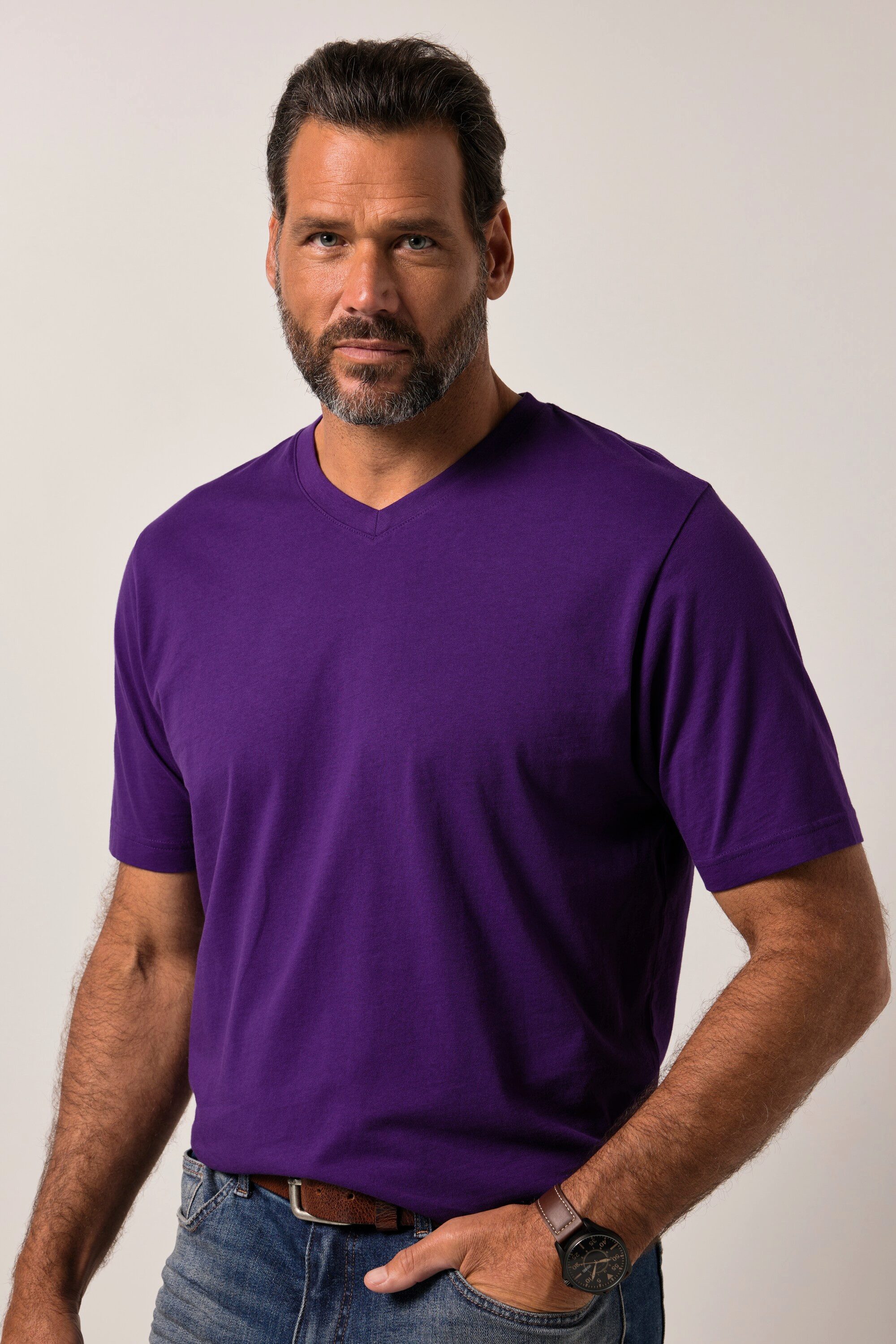 JP1880 T-Shirt bis 8XL T-Shirt aus Jersey Basic V-Shirt günstig online kaufen