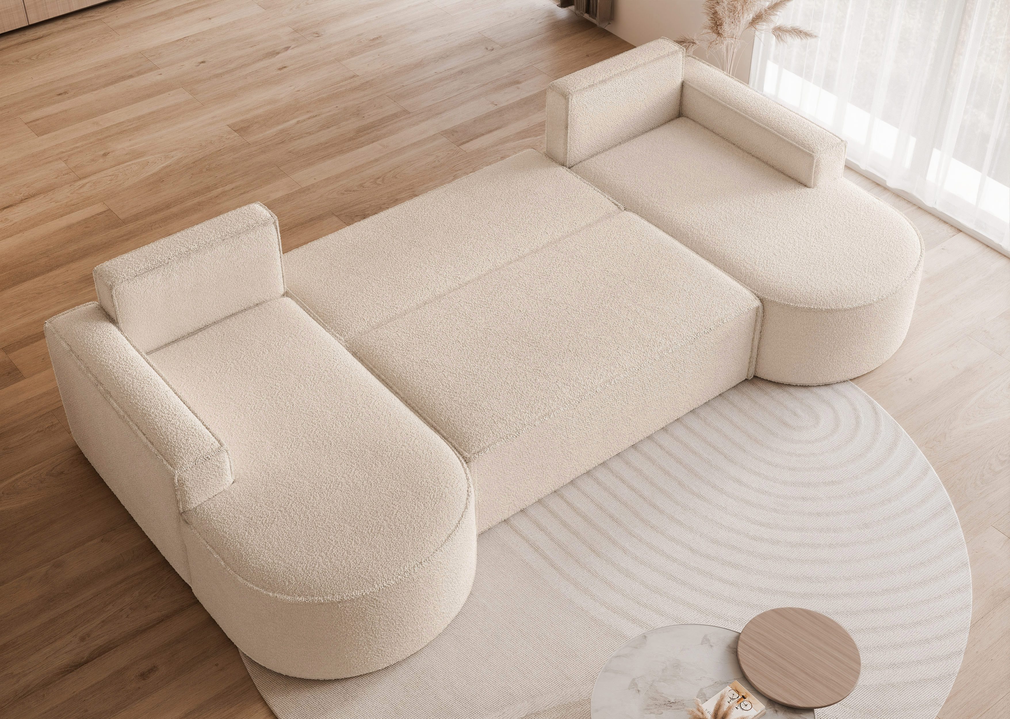 yourhouse24 Wohnlandschaft XXL U-Sofa SOFIA U in organischem Design, mit Schlaffunktion und Bettkasten, Seite universal – Bild 4 von 5