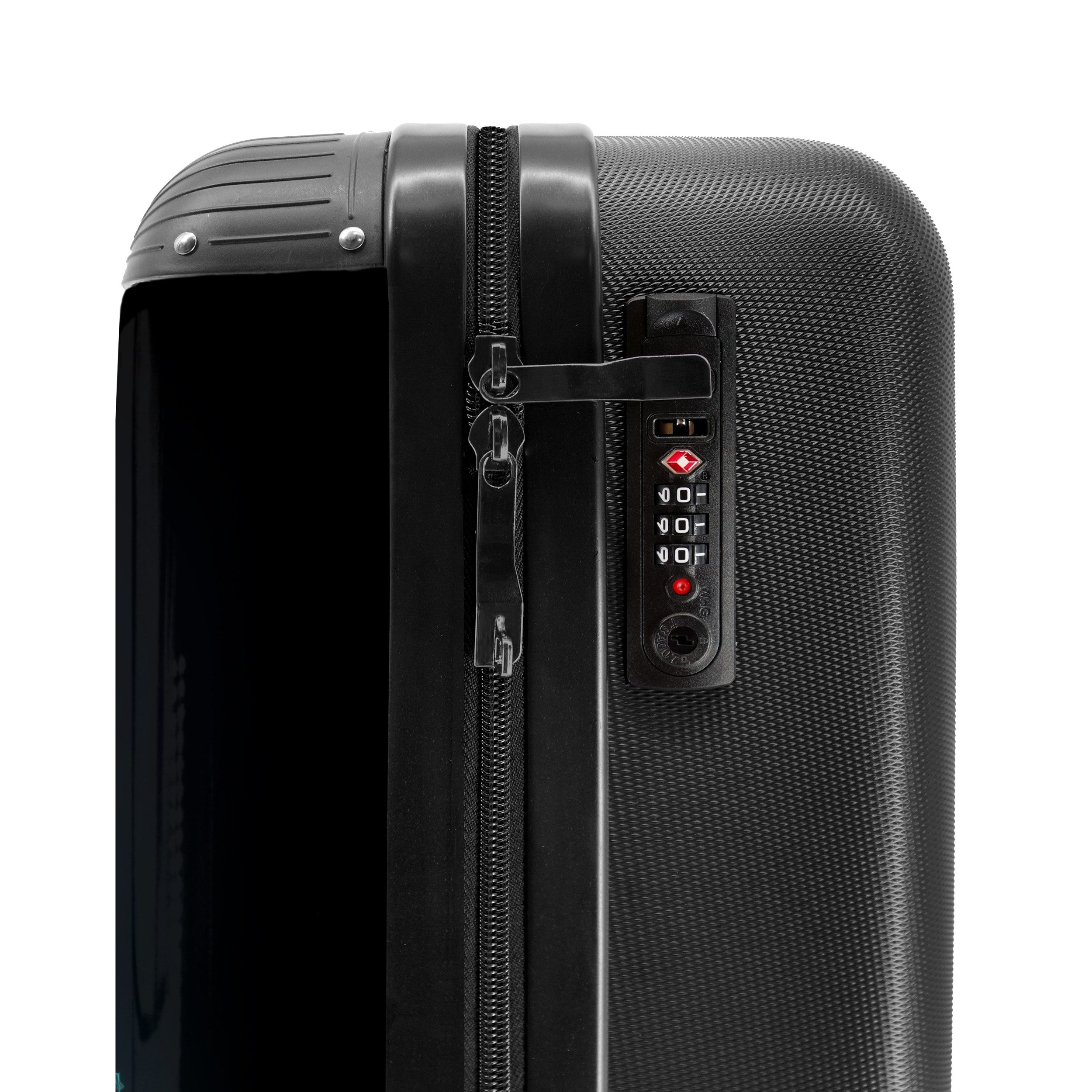 NoBoringSuitcases.com© Kinderkoffer Neontraktor auf schwarzem Hintergrund 55x35x20cm, Handgepäck Koffer, Hartschalenkoffer Kinder, Reisekoffer Jungen – Bild 5 von 5