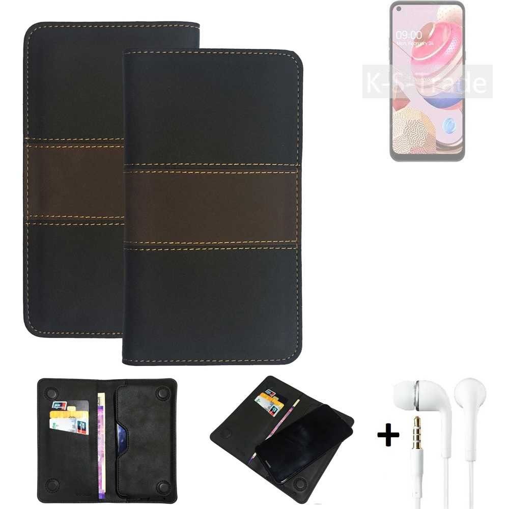 K-S-Trade Handyhülle für LG Electronics K51S, Handyhülle + Kopfhörer Schutzhülle Walletcase Bookstyle Tasche