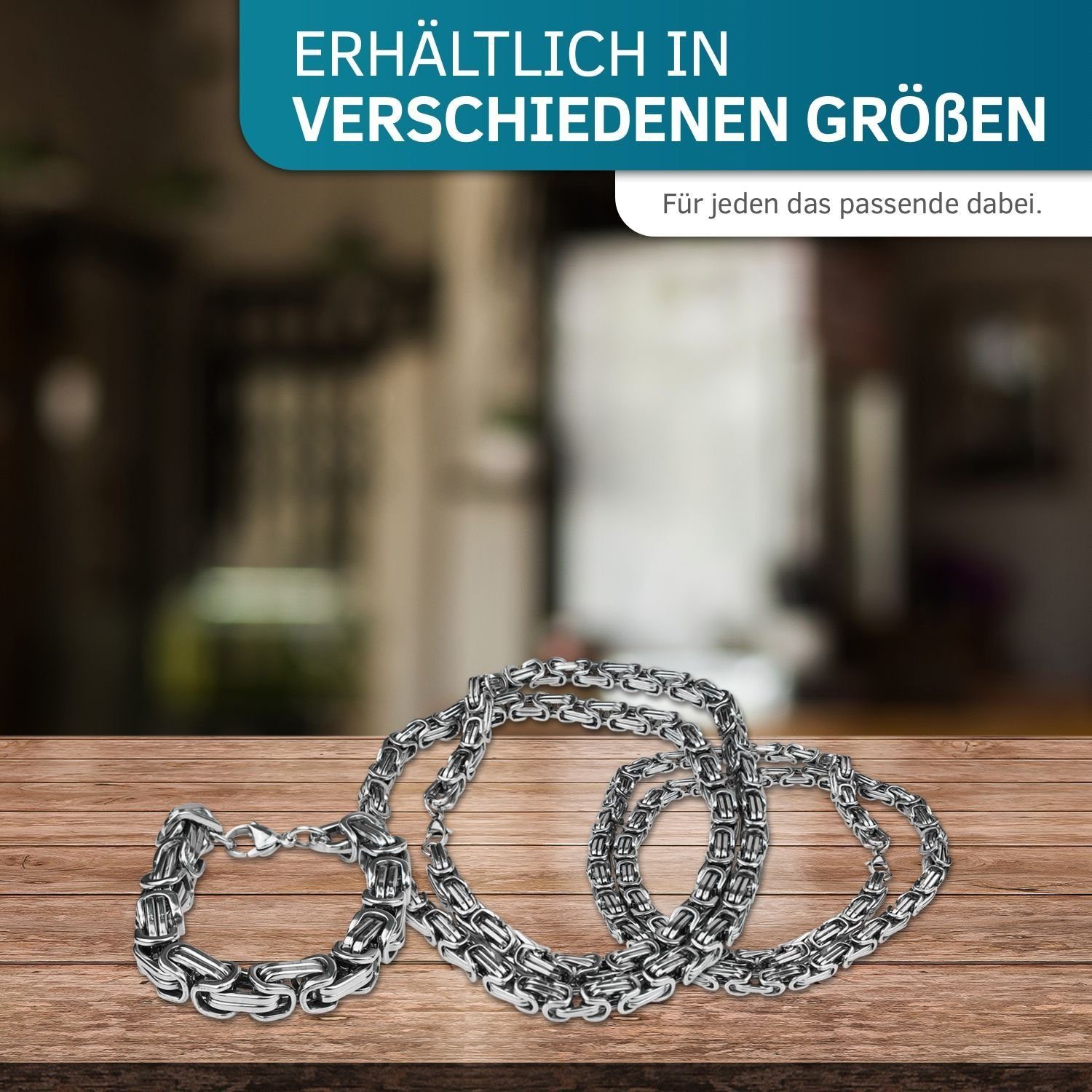 Halskette Herrenkette mm - Königskette König Kette Männer Design Edelstahl 5 Kette ohne Anhänger,