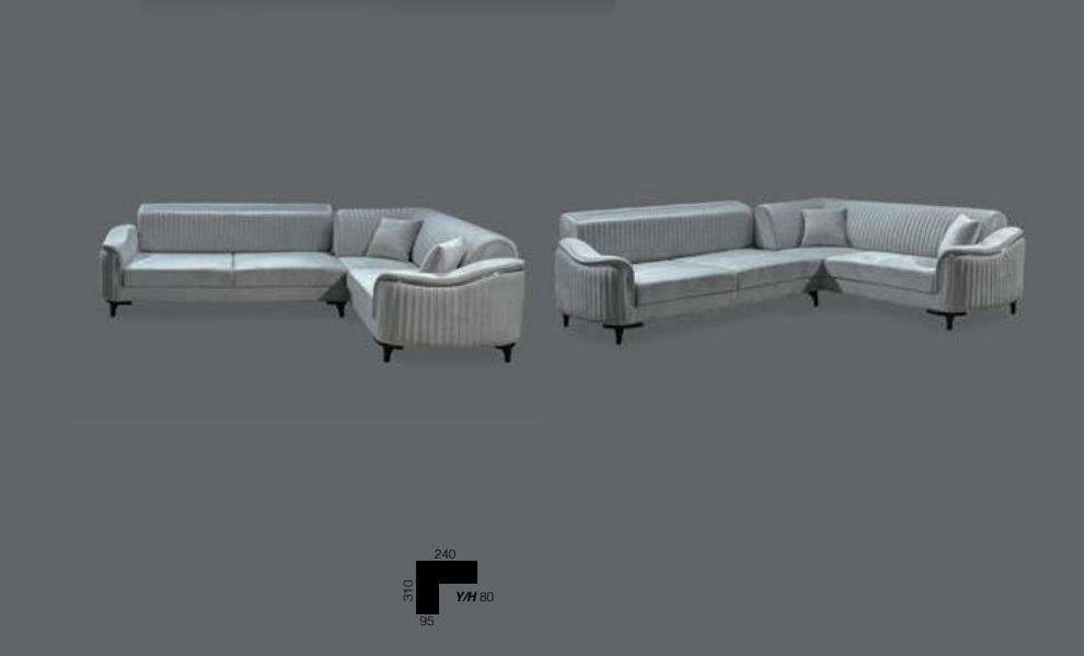 L-Form Design Polster Sofa Sofa Grau JVmoebel Modern Ecksofa
