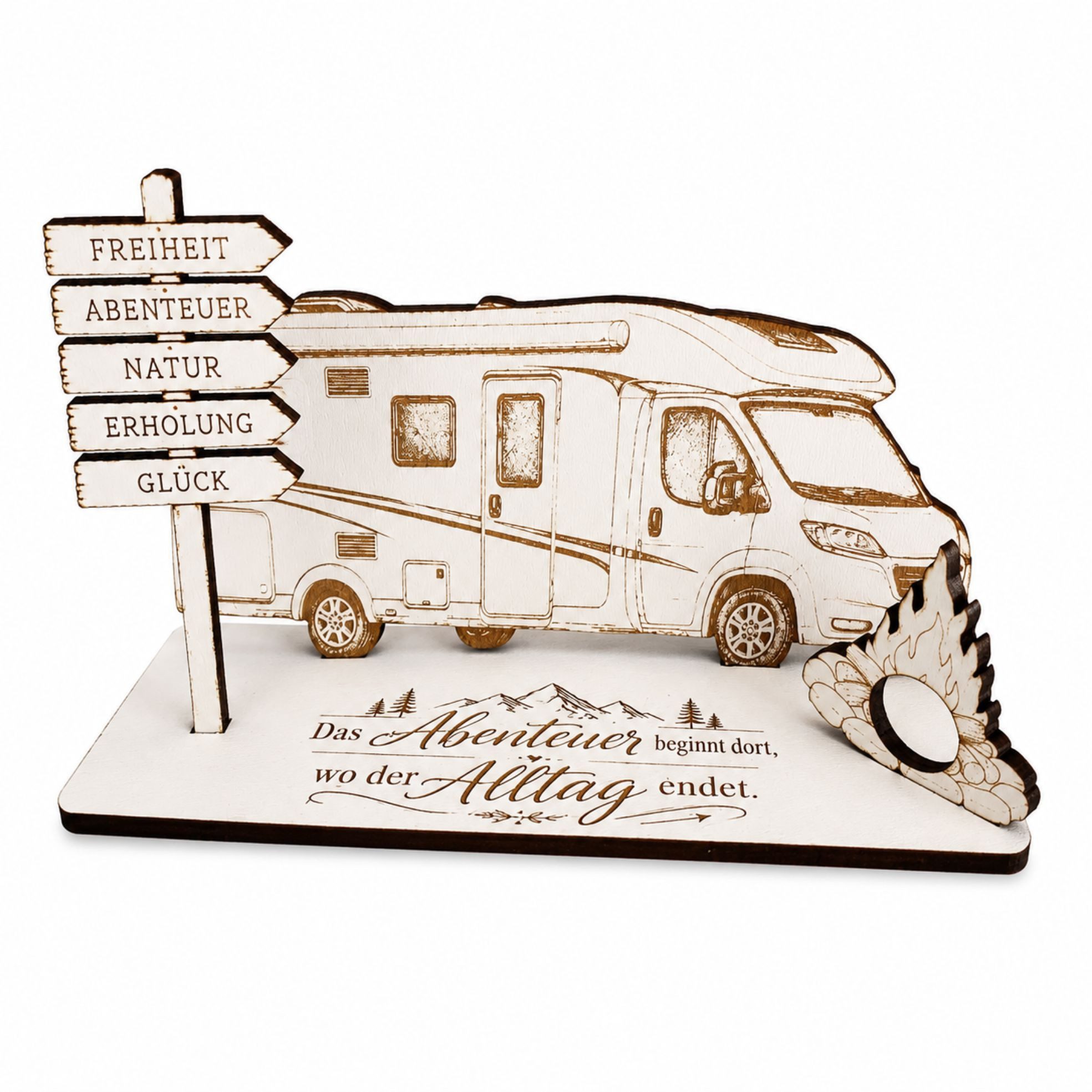 Dekolando Geschenkkarte Geldgeschenk Wohnmobil Reisegutschein mit Wegweiser 15 x 8 cm