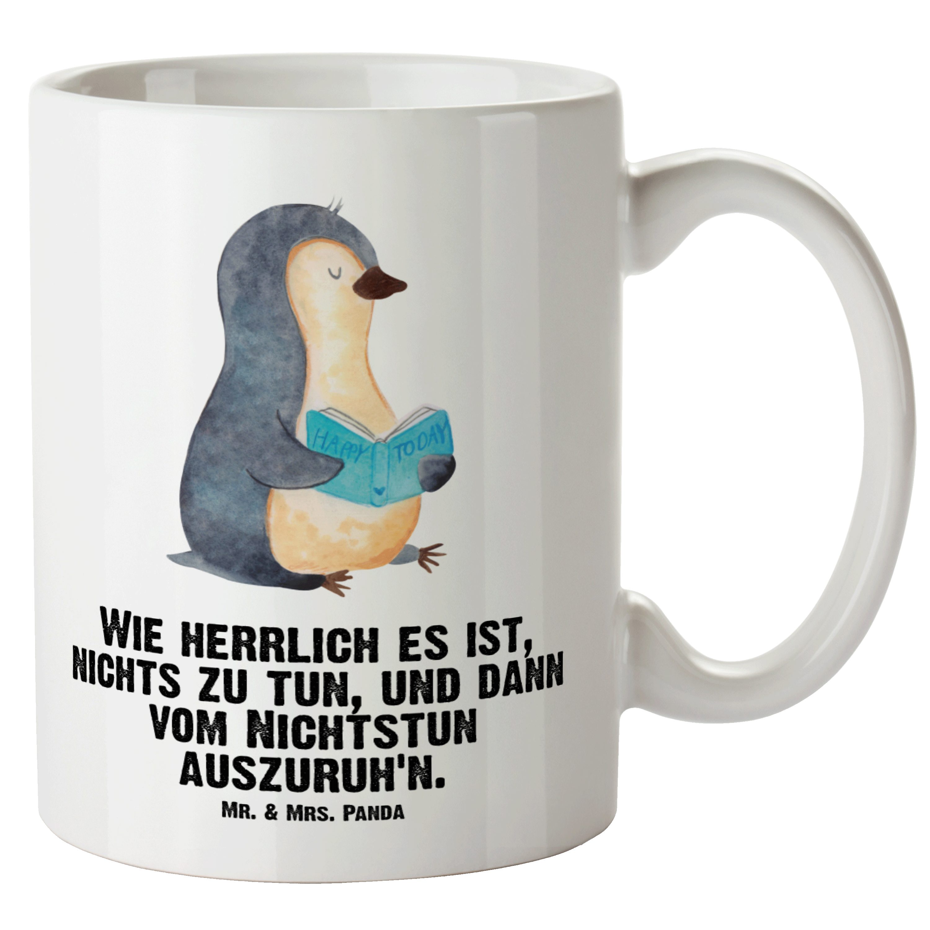 h, XL - lachend & XL Keramik Tasse Panda Geschenk, XL Mr. - Pinguin Tasse, Weiß Mrs. Pinguine, Teetasse, Tasse