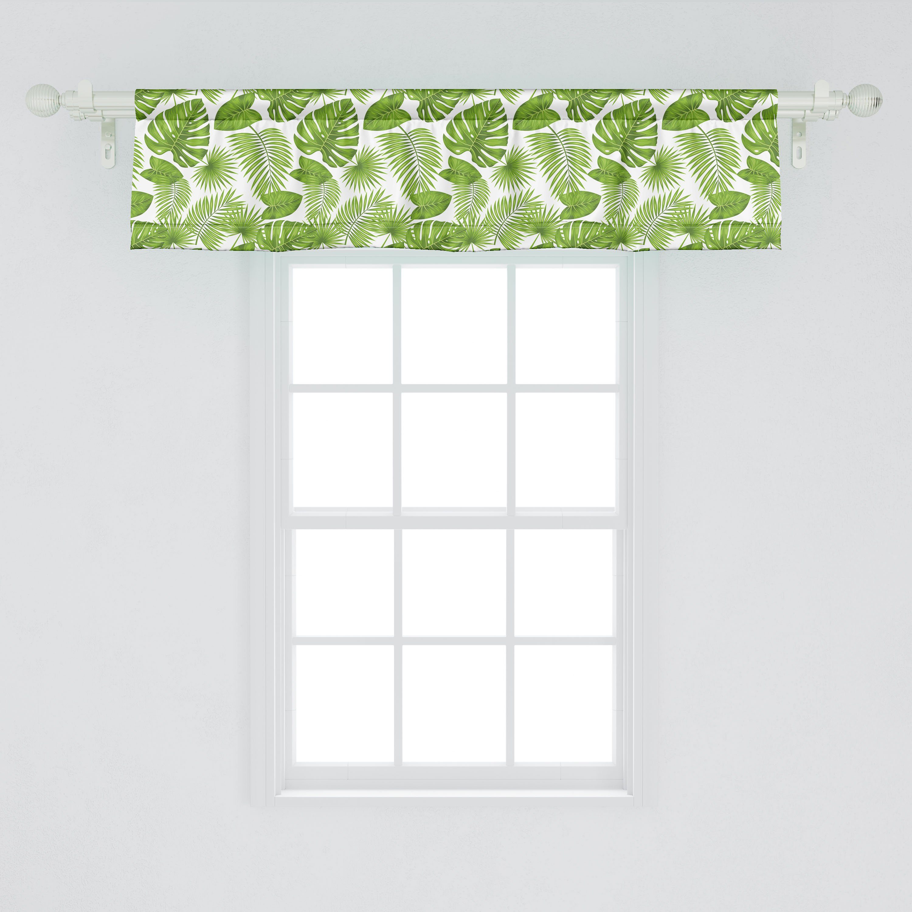 Microfaser, mit Tropical Stangentasche, Schlafzimmer für Exotisch Küche Leaves Vorhang Abakuhaus, Dekor Scheibengardine Forest Kunst Volant