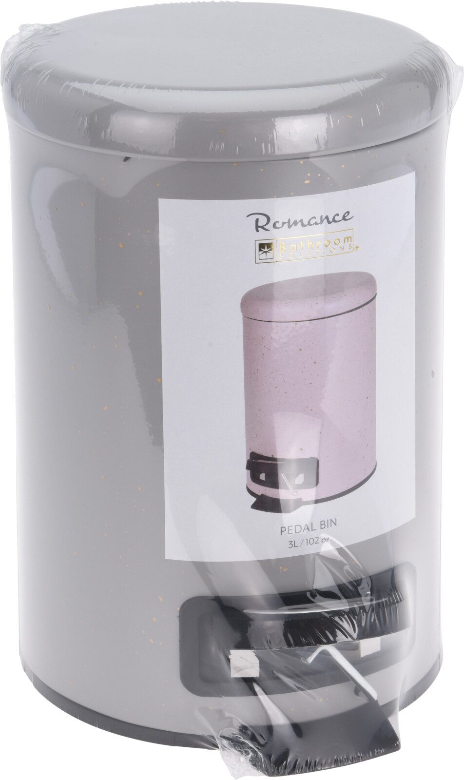 Koopman Mülleimer Kosmetikeimer 3 Liter 25x17 cm Rosa / Grau / Weiß, mit Inneneimer, Treteimer, 3L Volumen, Klappdeckel, Kosmetikeimer