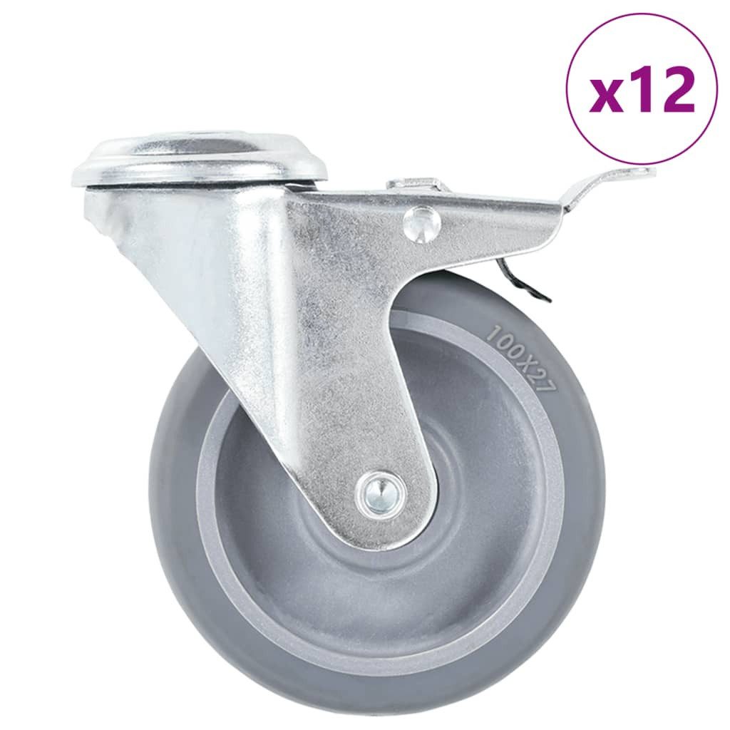 Schwerlastrolle 12 Stk. Lenkrollen mit Rückenloch 100 mm