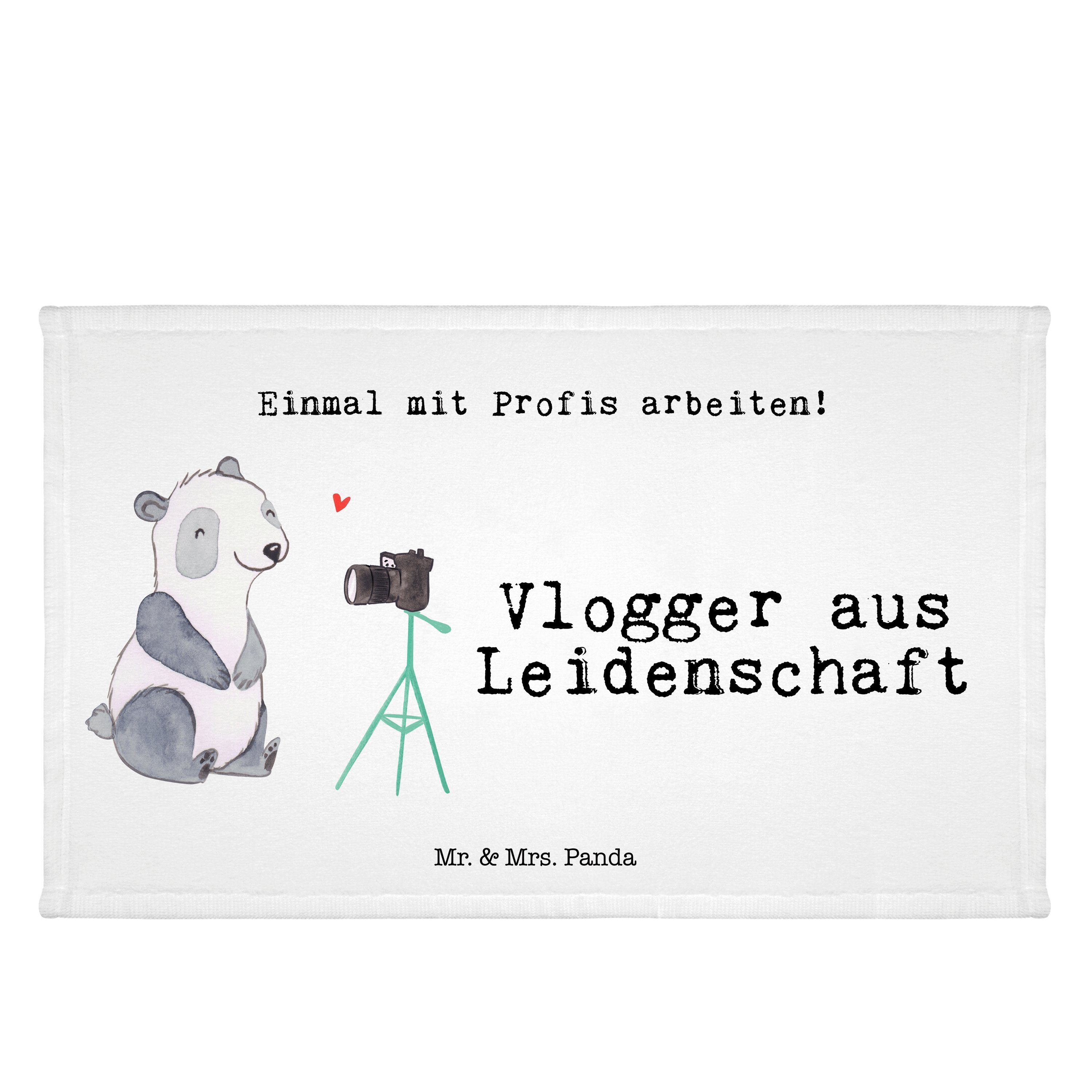 Mr. & Mrs. Panda Handtuch Vlogger aus Leidenschaft - Weiß - Geschenk, Reisehandtuch, Dankeschön, (1-St)