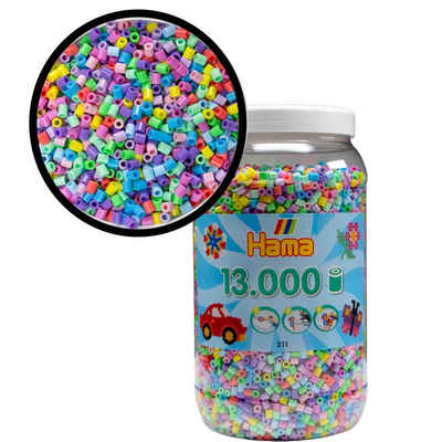 Hama Perlen Bügelperlen HAMA 13.000 Bügelperlen Midi - Ausführung: Pastell Mix, (13000-tlg), große Vorratsdose