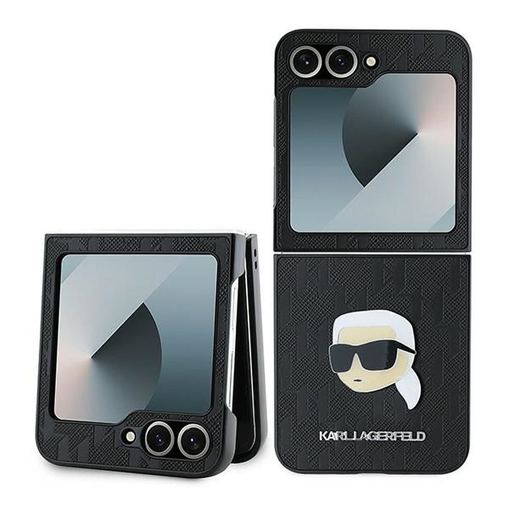 KARL LAGERFELD Handyhülle Schutzhülle Handyschale Hartschale 6,7 Zoll, Monogramm-Prägung, Karl-Kopf-Emblem, Hartschale
