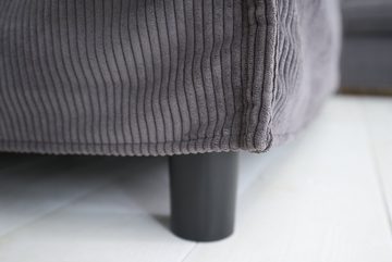 riess-ambiente Sitzhocker HEAVEN 100cm grau (Einzelartikel, 1 St), Polsterhocker · mit Federkern · für Sofas · Cord-Bezug · Landhaus