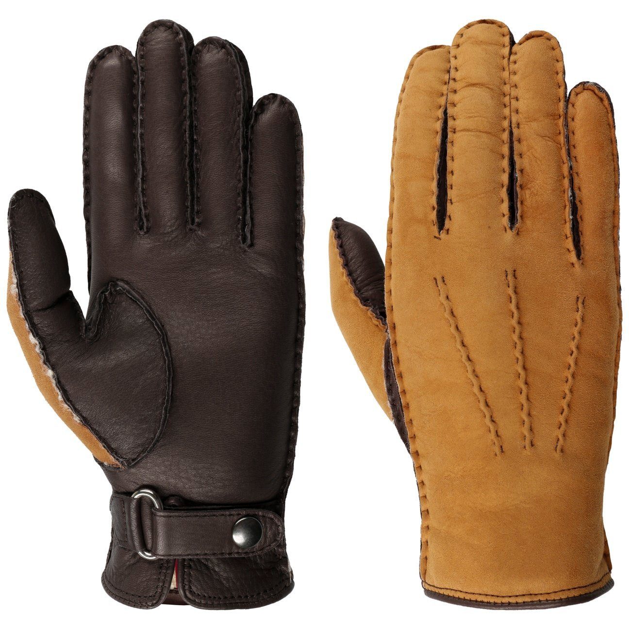 Caridei Lederhandschuhe Handschuhe mit Futter, Made in Italy braun