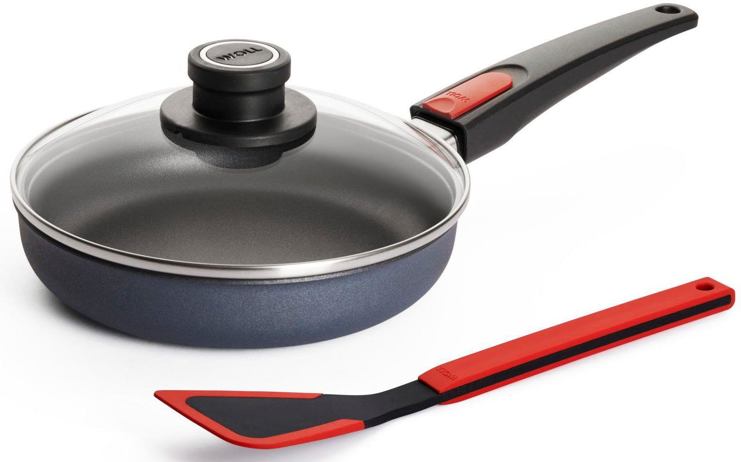 WOLL Bratpfanne MADE IN GERMANY - Diamond Lite, Aluminium (Set, 3-tlg), Induktion, inkl. Pfannenwender, abnehmbarer Stiel