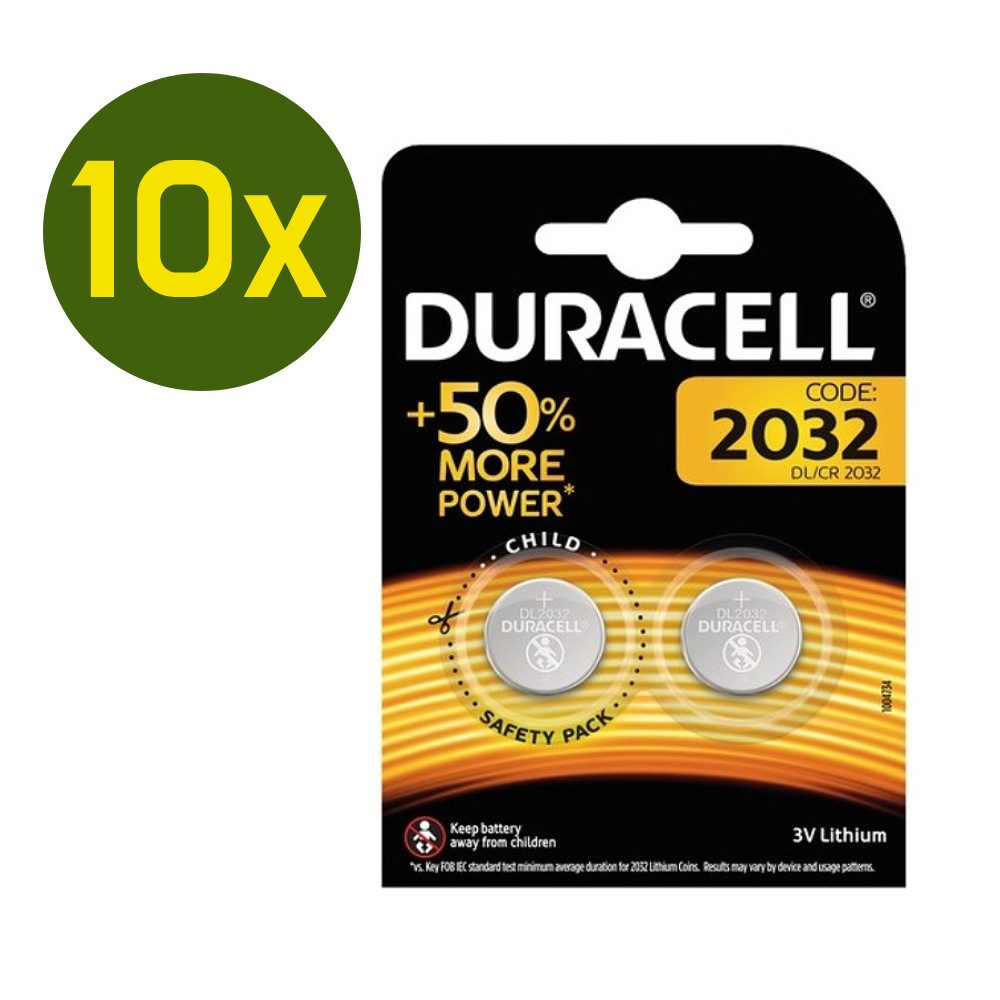 Duracell Lithium CR2032 3V Lithium Knopfzelle 2er Blister - 10er Pack Knopfzelle