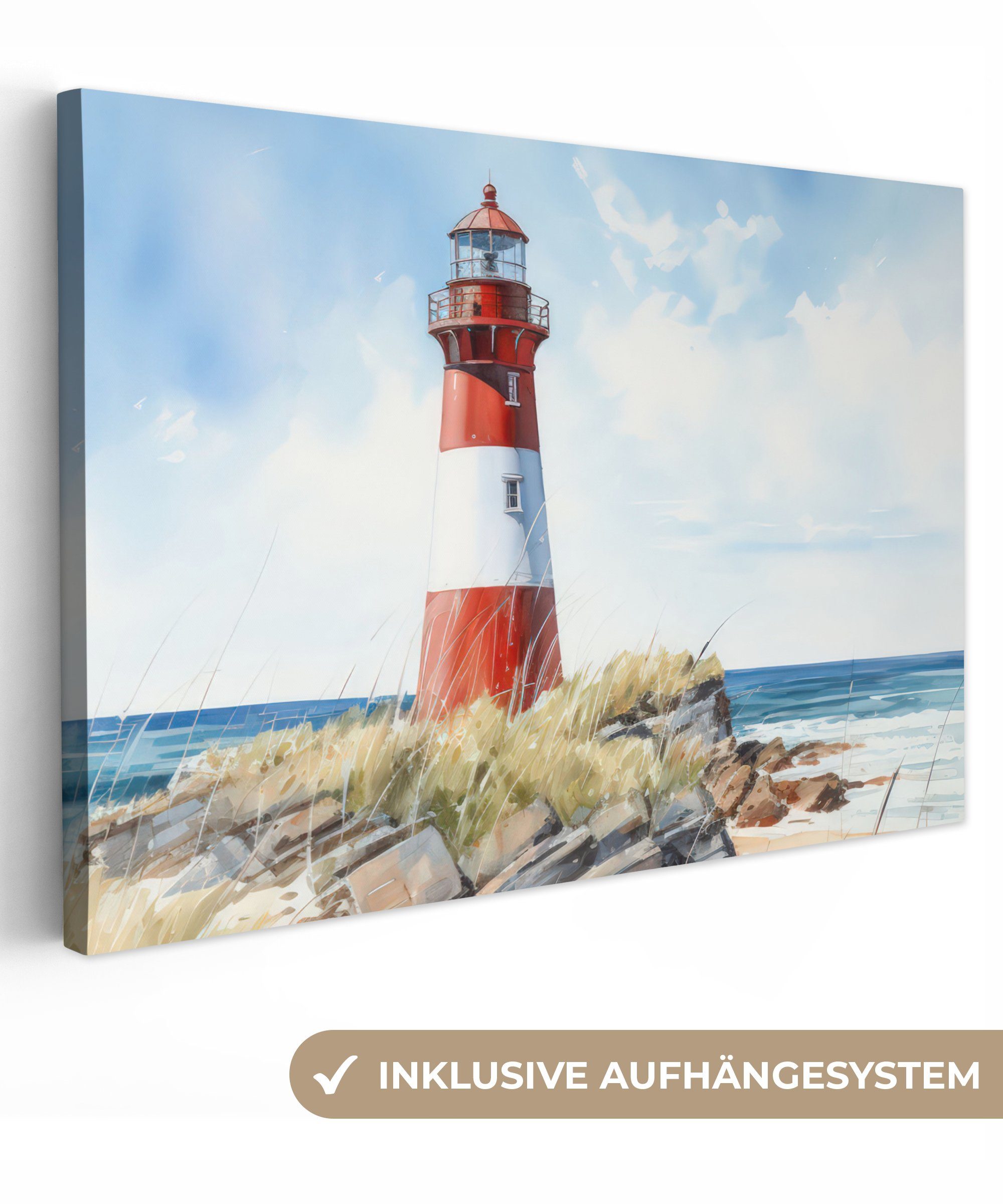OneMillionCanvasses® Leinwandbild Leuchtturm - Felsen - Meer - Natur - Mari günstig online kaufen