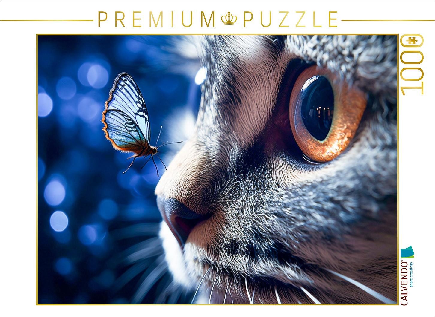 Puzzle CALVENDO Puzzle Ein Motiv aus dem Kalender Die Katze und der Schmetter