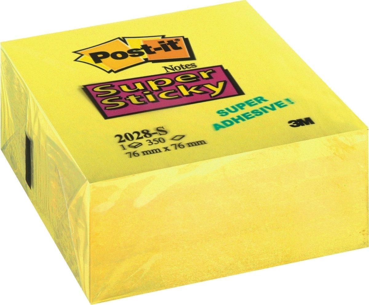 Haftnotizblock Haftnotizen Super Sticky 76x76mm gelb VE=350 Blatt.