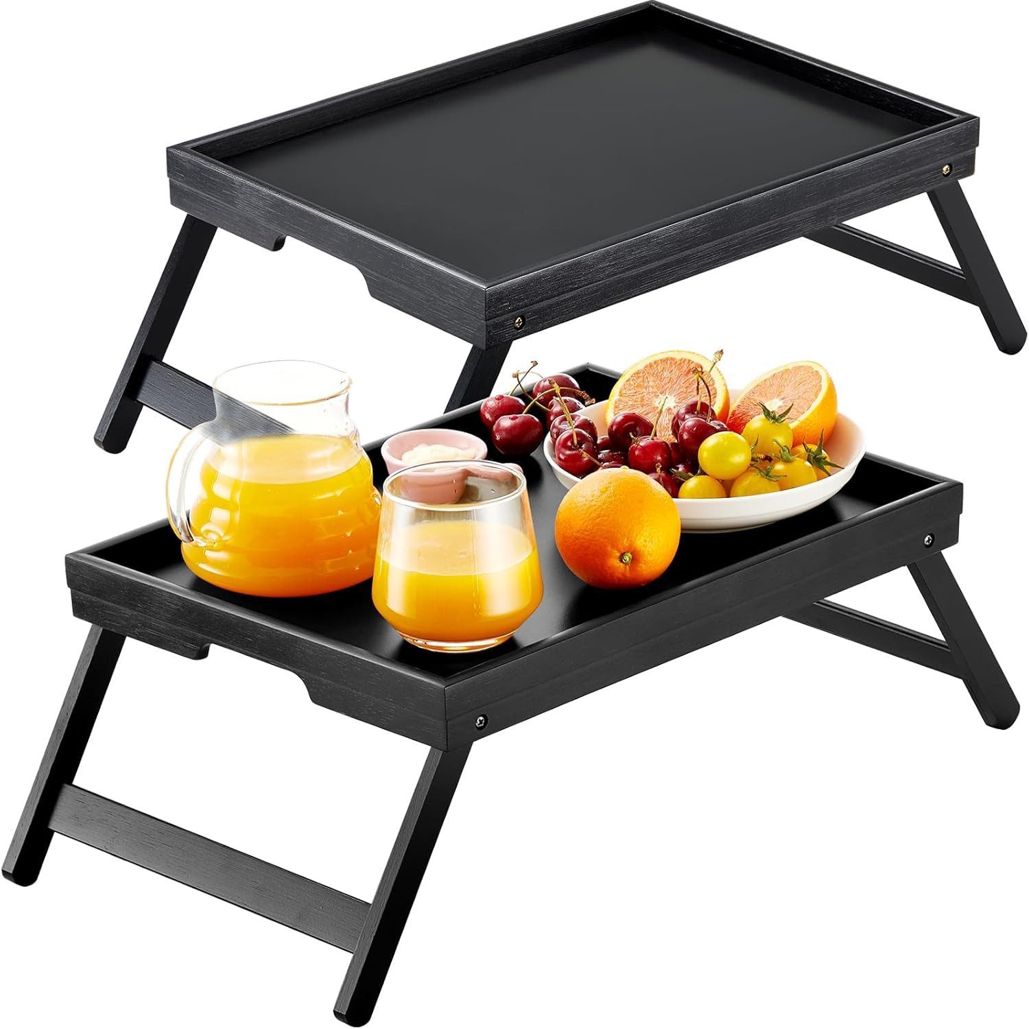 SURFOU Tabletttisch Bambus Betttablett 2er Set Klappbar Frühstückstablett Laptoptablett (2-St)