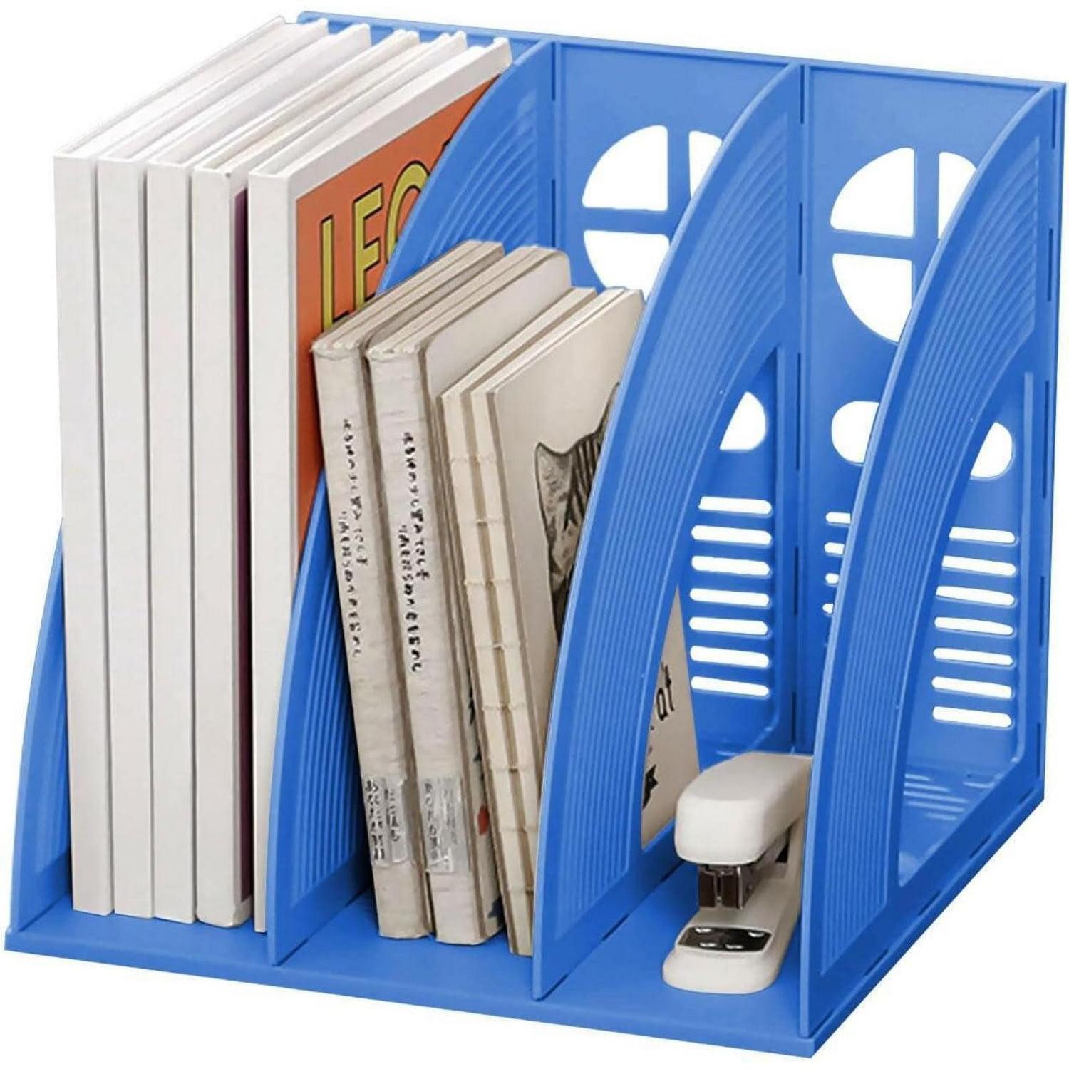LuxusKollektion Stehsammler Stehsammler A4 Kunststoff 3 Fächer Zeitschriftensammler Organizer Blau