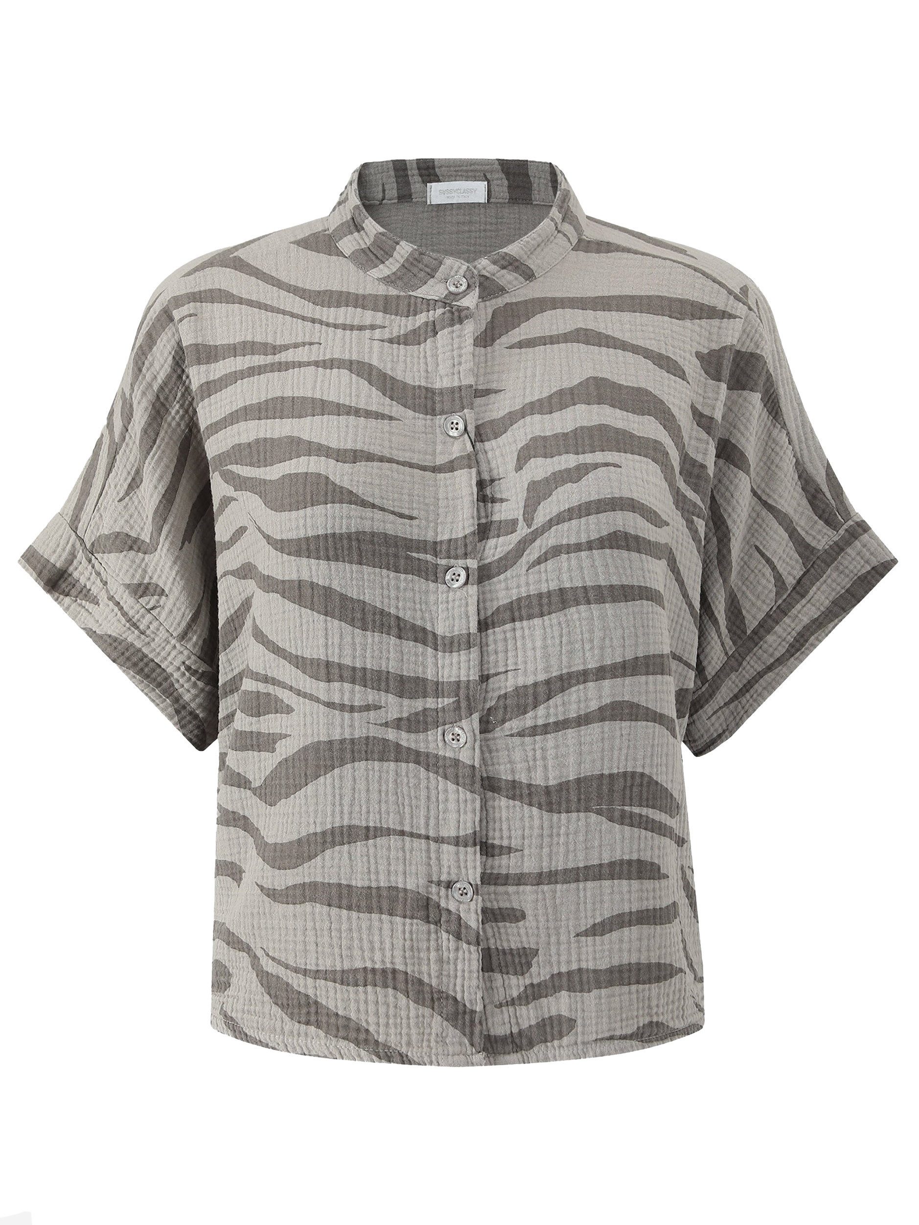 SASSYCLASSY Kurzarmbluse Oversize Musselin Bluse Damen Kurzarm Elegant Somm günstig online kaufen