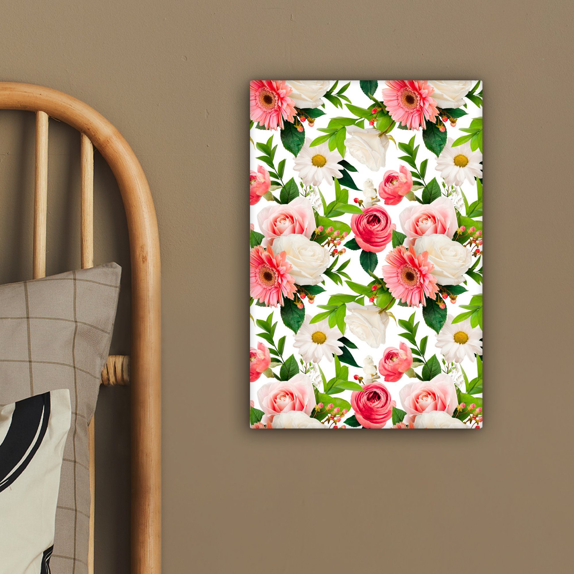 20x30 St), Leinwandbild Rosen Leinwandbild bespannt (1 - fertig OneMillionCanvasses® - Blumen Zackenaufhänger, Gemälde, Collage, cm inkl.