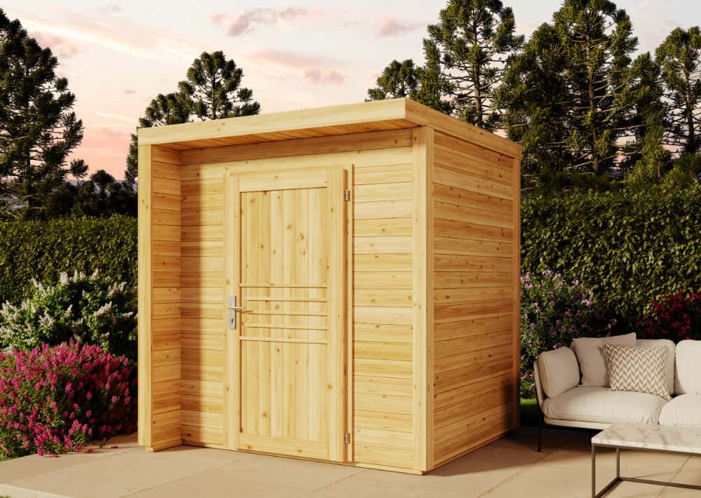 Alpholz Gerätehaus Holz Bratek, BxT: 204x202 cm, in Naturbelassen mit 19mm Wandstärke
