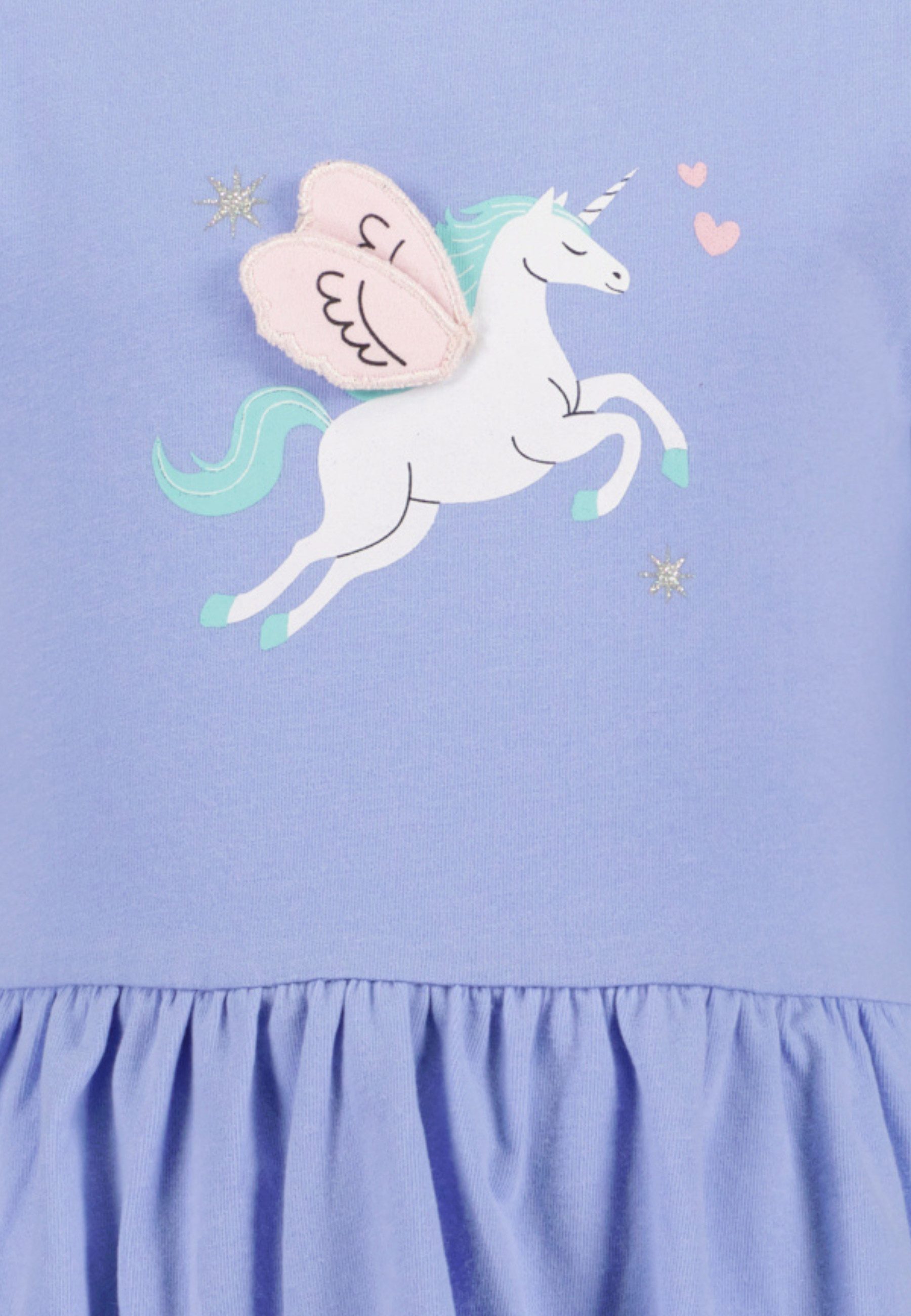 Blue Seven Jerseykleid mit hochwertigem Einhorn-Frontmotiv und mit Volants