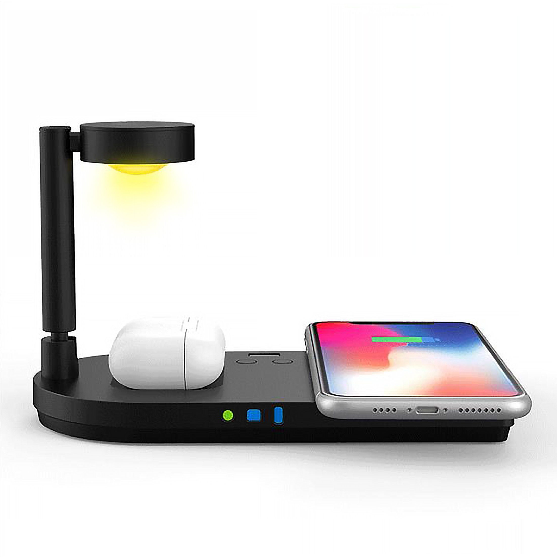 feinlux Speicherladestation Faltbares kabelloses 4-in-1-Ladegerät, Netzadapter, Set, 3-in-1 Multifunktions-Wireless-Ladegerät, Kompatibel mit AirPods/iPhone/iWatch Ladestation mit LED-Licht