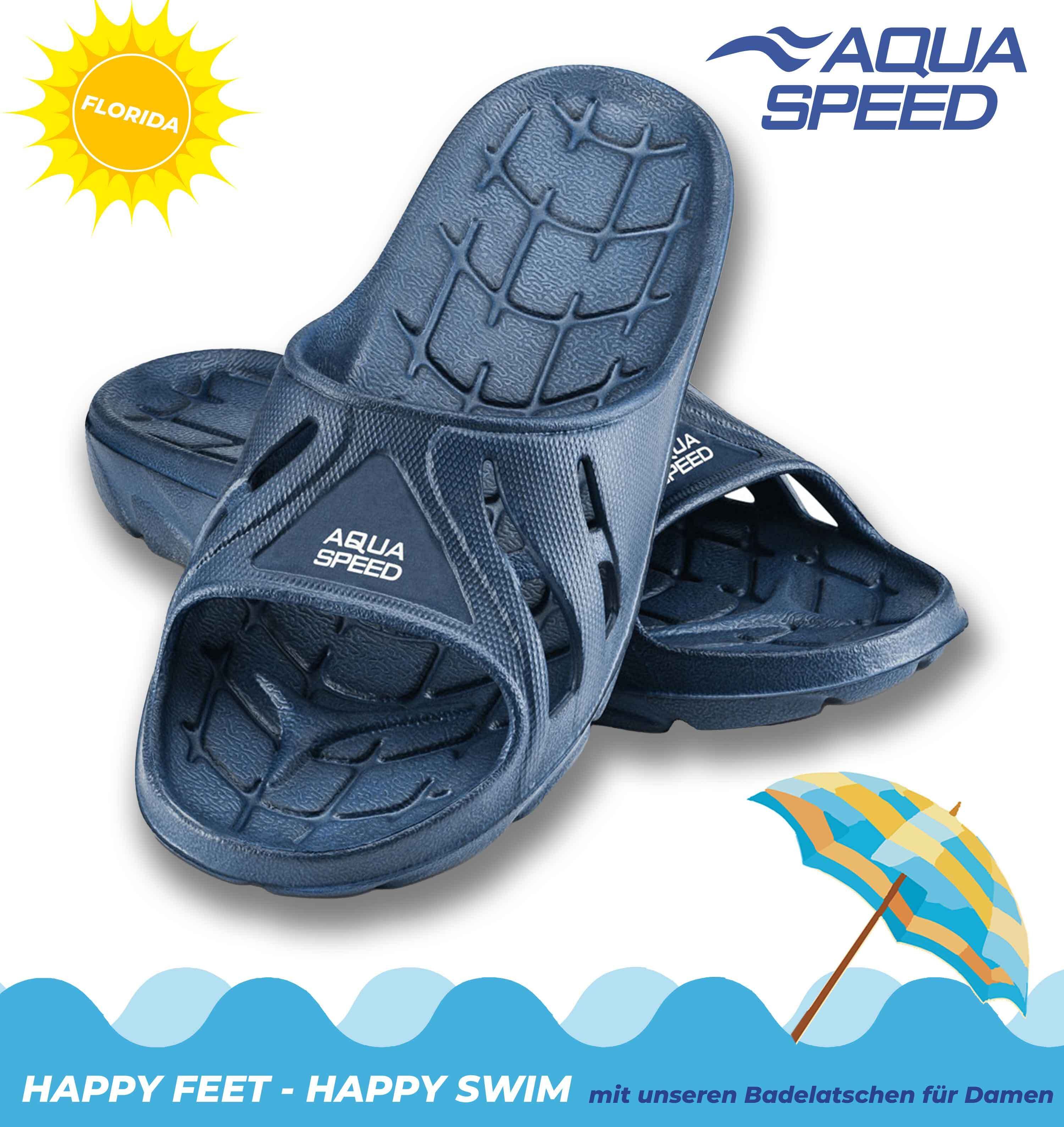 Aqua Speed Badelatschen ALABAMA Damen + Mikrofaserhandtuch Gr. 36-40 Badepantolette