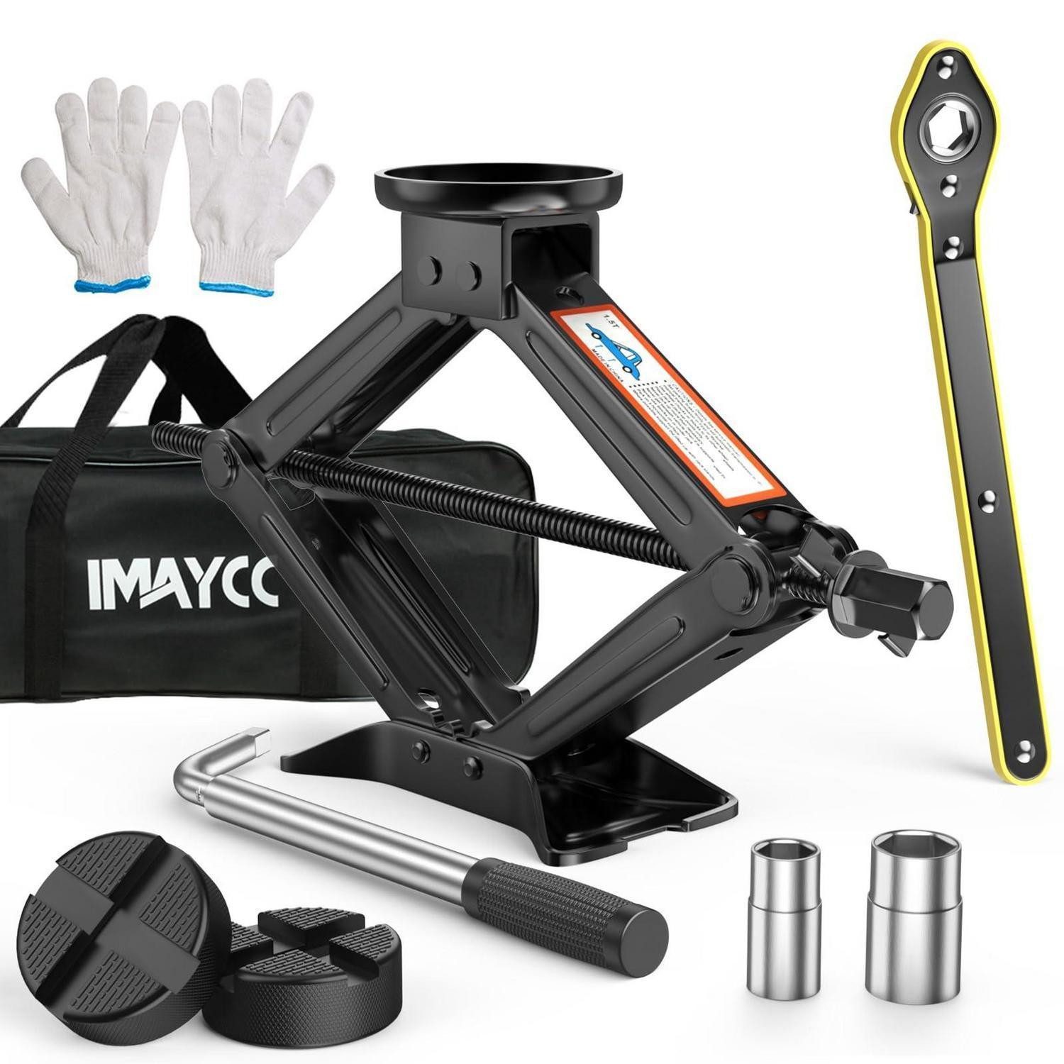 LuxusKollektion Wagenheber Scherenwagenheber 1.5T Gummiauflage Radmutternschlüssel PKW 1.5T Set