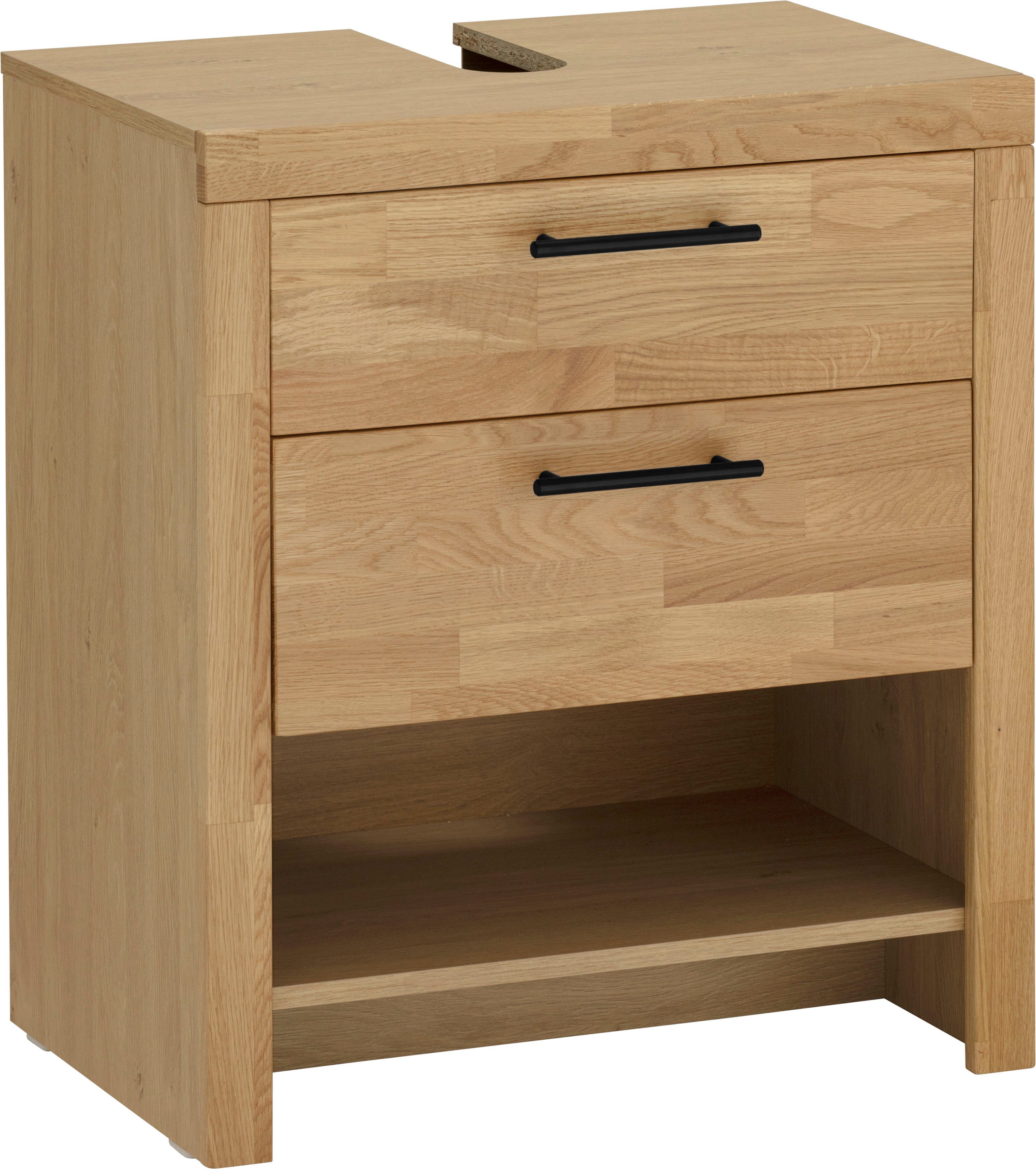 Home affaire Waschbeckenunterschrank Satori Breite 62 cm, Fronten & Rahmen aus Eiche, Klappe und Schublade