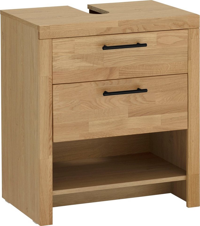 Home affaire Waschbeckenunterschrank Satori Breite 62 cm, Fronten & Rahmen  aus Eiche, Klappe und Schublade