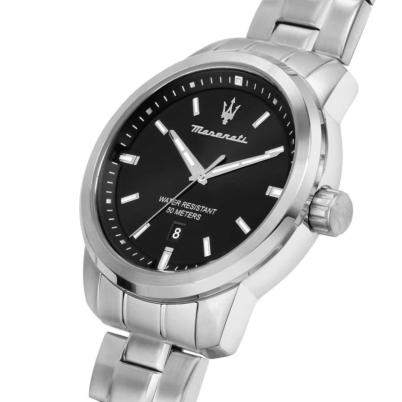 MASERATI Quarzuhr Maserati Herrenuhr SUCCESSO, (Analoguhr), Herrenuhr rund, groß (ca. 44mm) Edelstahlarmband, Made-In Italy
