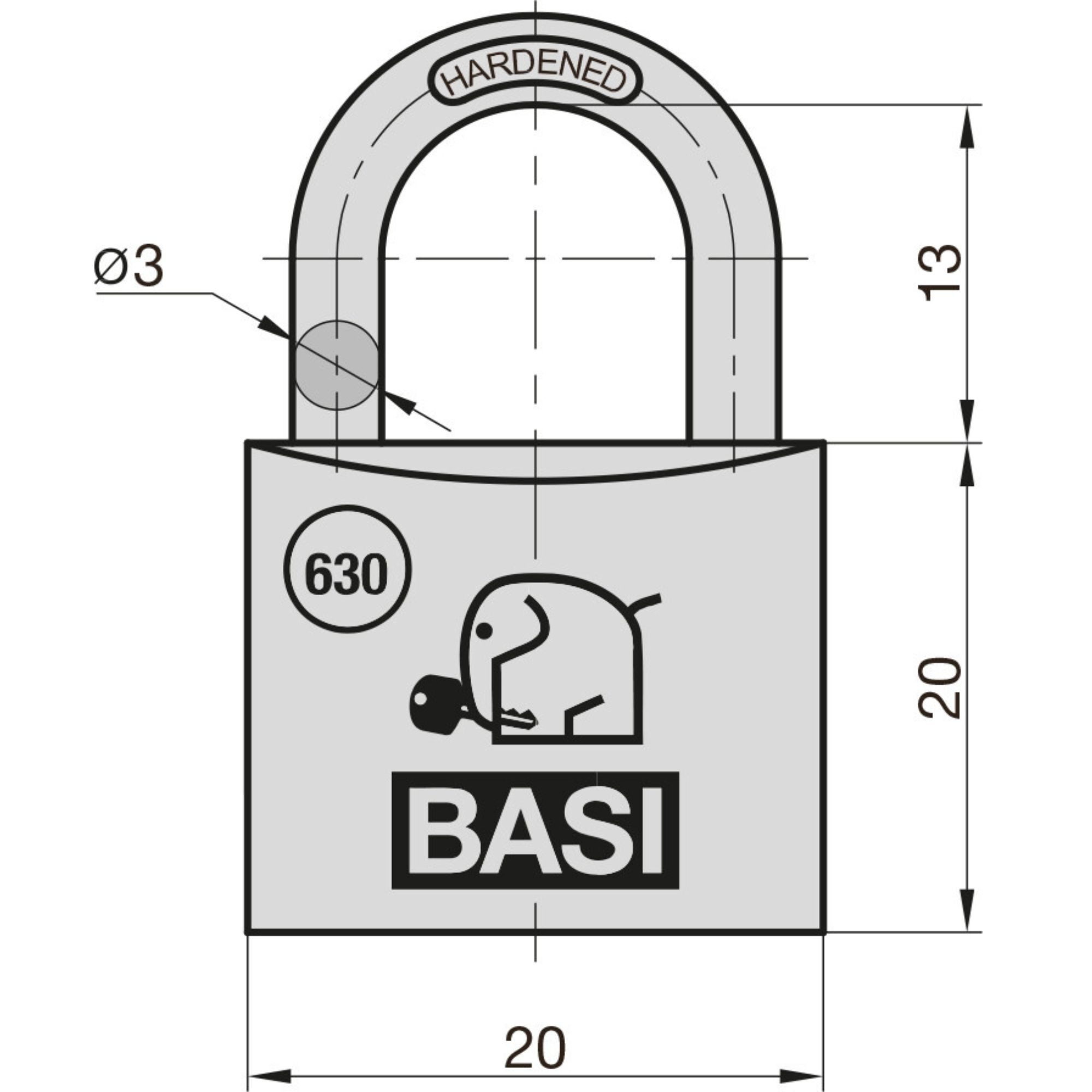 BASI Vorhängeschloss Vorhangschloss, (Spar-Set, 1-tlg), Breite 20 mm, Aluminium, 2 Schlüssel, gleichschließend