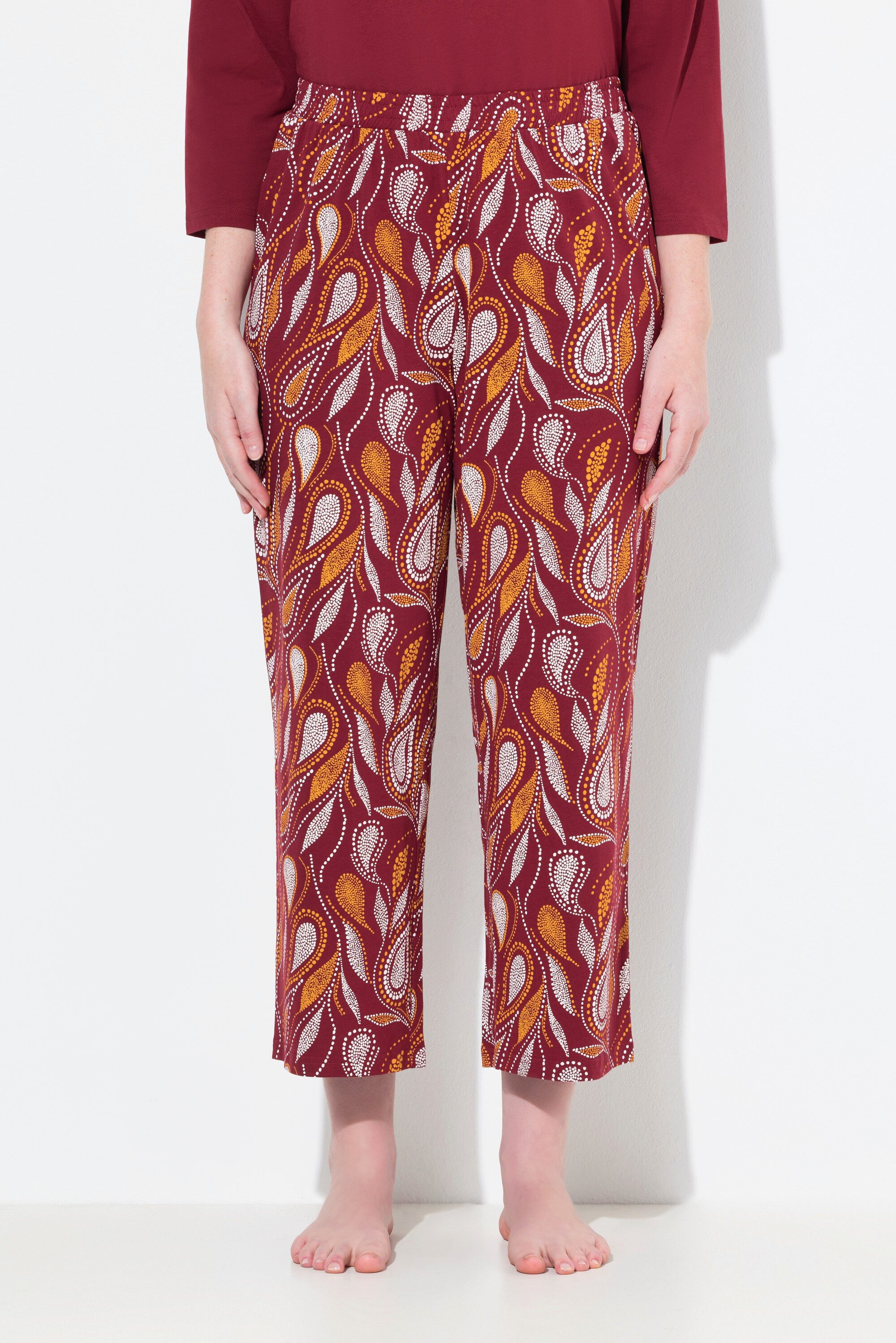 Ulla Popken Pyjamahose Pyjama-Culotte Paisley Taschen Biobaumwolle günstig online kaufen