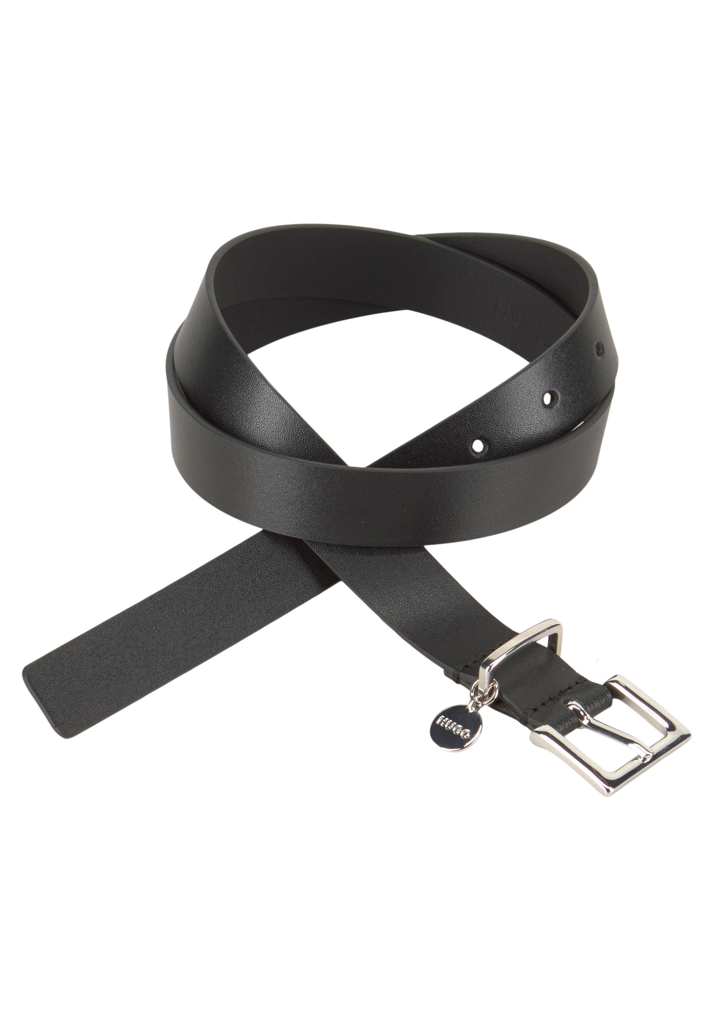 HUGO Ledergürtel Amelia Belt 2,5cm mit dezentem Label-Anhänger am Verschluss