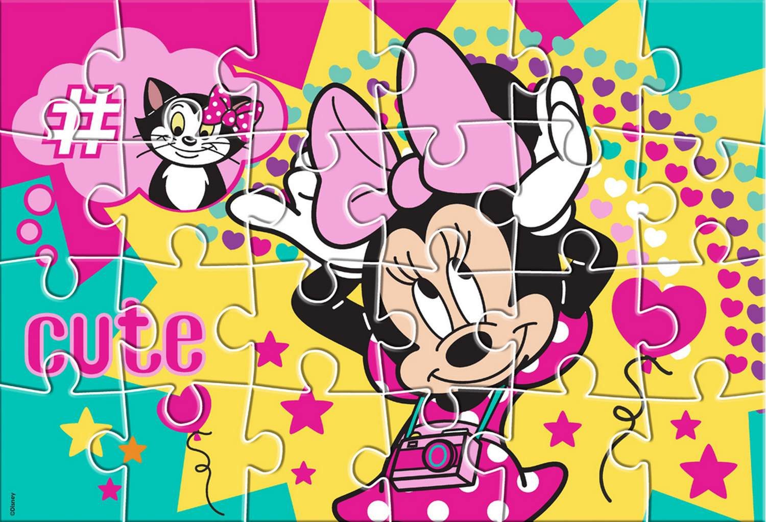 Diakakis Steckpuzzle 2in1 Malpuzzle Minnie Mouse 24tlg mit Ausmalbilder, Puzzleteile