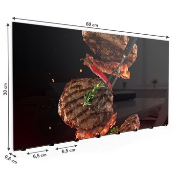 Primedeco Garderobenpaneel Magnetwand und Memoboard aus Glas Heisser Grill mit Burger