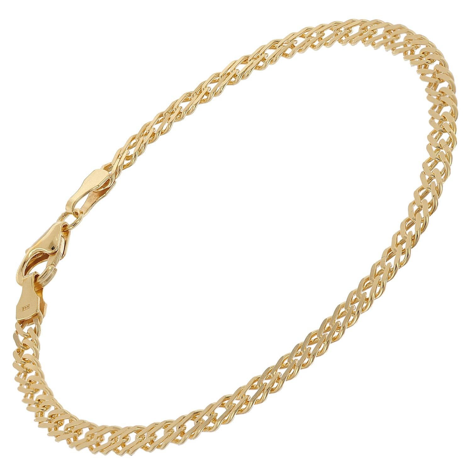 trendor Gliederarmband 925 Silber Goldplattiert Zwillingspanzer 3,9 mm