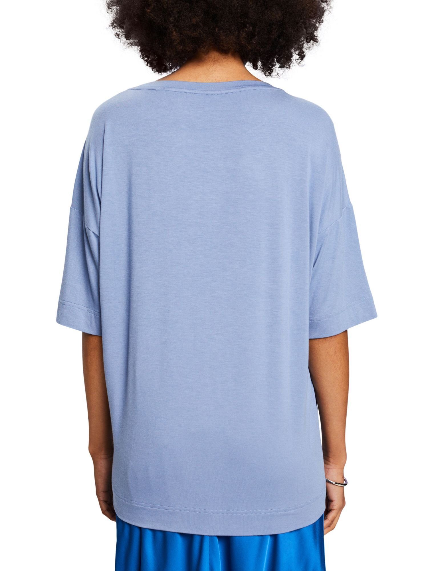 Collection Oversize-T-Shirt mit Esprit LAVENDER (1-tlg) T-Shirt BLUE Paillettenapplikation