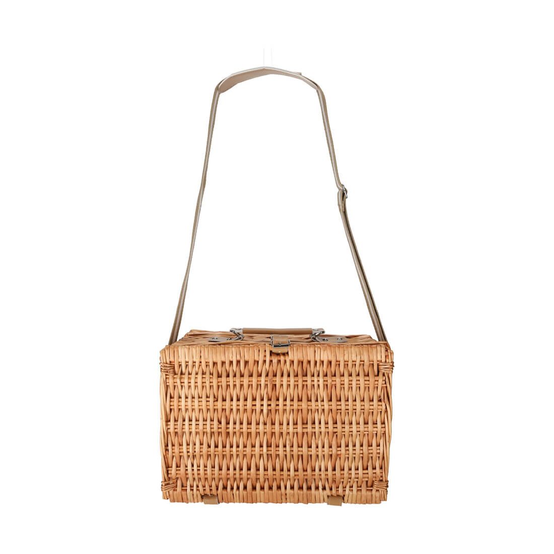 Jens Living Picknickkorb Picknickkorb Set für 2 Personen mit Kühltasche & Besteck Weide Natur, Inkl. Kühltasche, Echtes Weidengeflecht, Besteck-Set für 2, Natur-Look